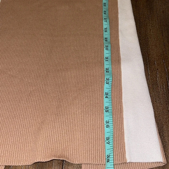 JLUXLABEL Tan White Ribbed Knit Fall Midi Skirt Split Back S - Picture 6 of 10